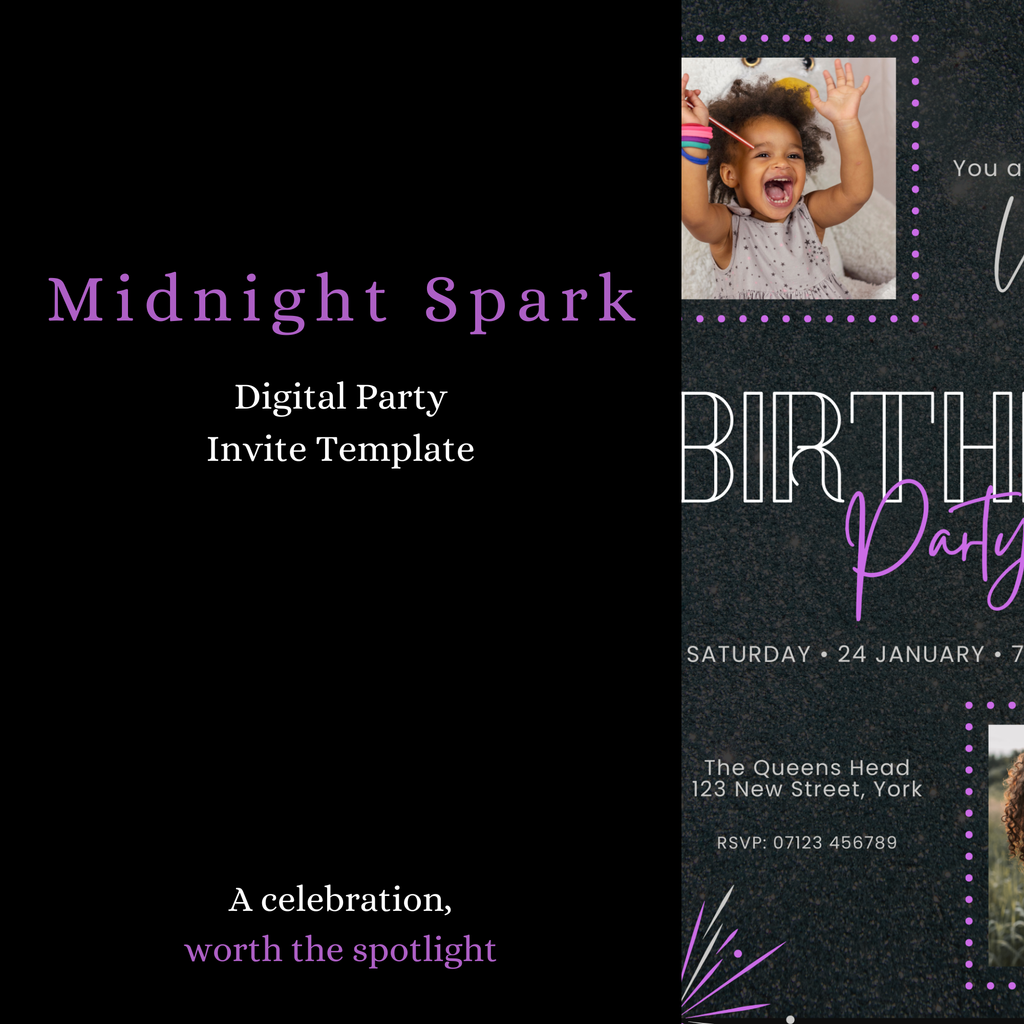 Midnight Spark – Digital Party Invitation Template