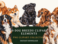 50 Dog Breed Clipart PNGs | Digital Planner Stickers