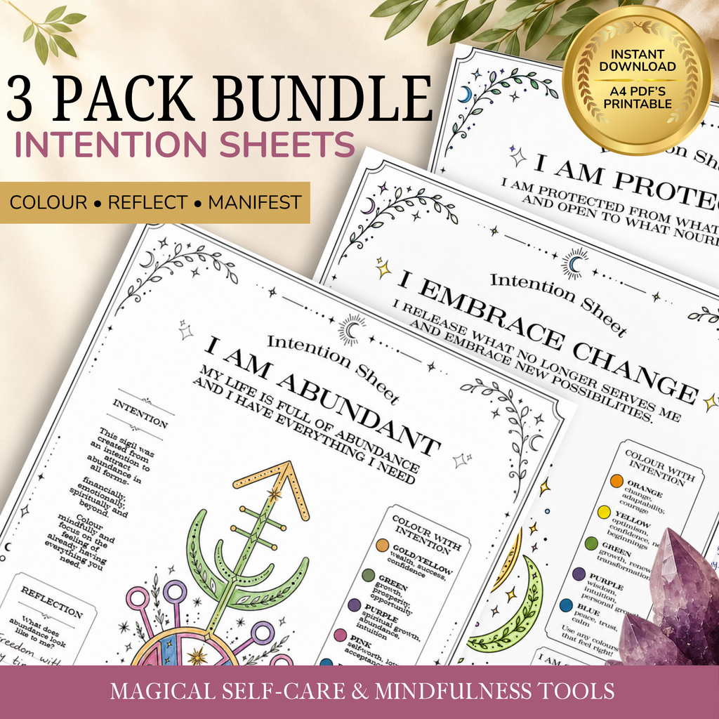 3 Intention Sheet Bundle | Abundance, Protection & Embracing Change