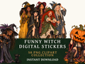 50 Funny Witch Clipart PNGs | Digital Planner Stickers