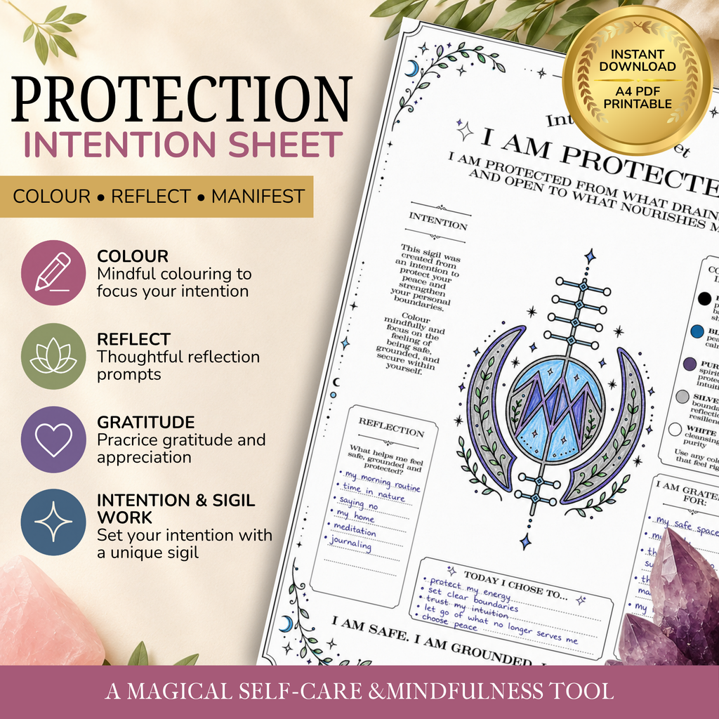 I Am Protected Intention Sheet | Printable Reflection & Manifestation Worksheet