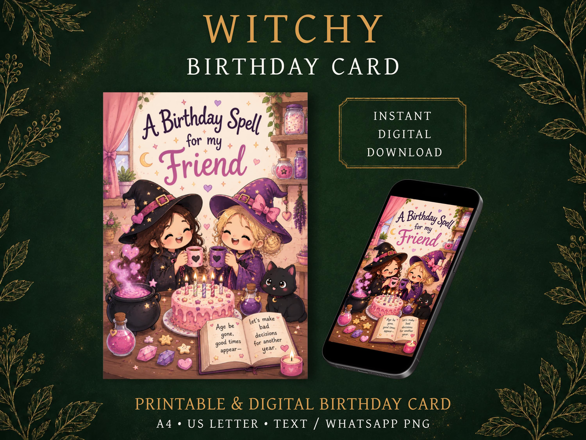 Digital productWitchy Birthday Card for Friend | Printable & Digital Greeting Card