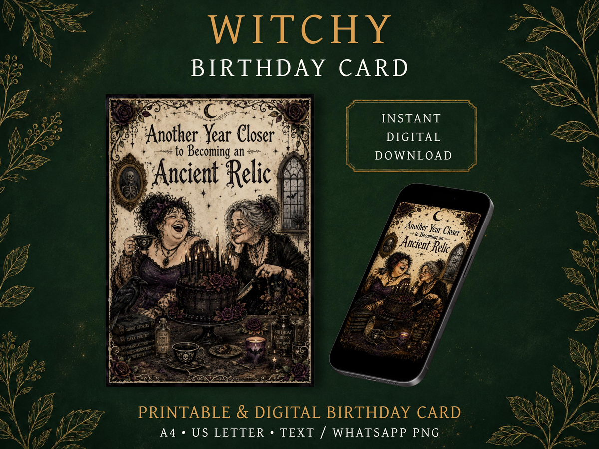 Gothic Birthday Card for Friend | Funny Printable & Digital Greeting Card