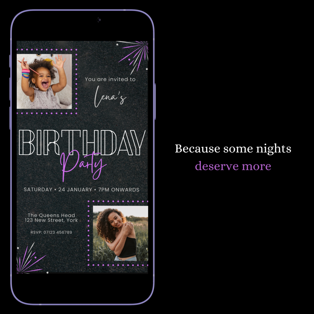 Midnight Spark – Digital Party Invitation Template