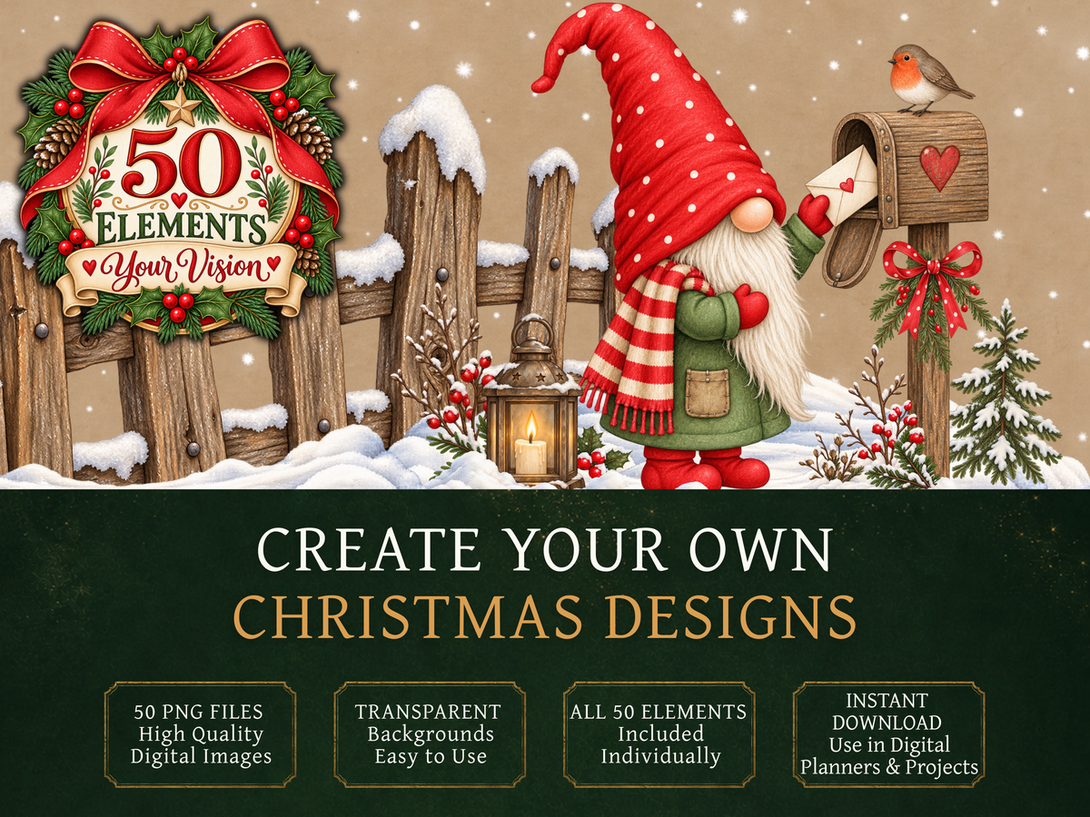 50 Christmas Gonk Clipart PNGs | Digital Planner Stickers