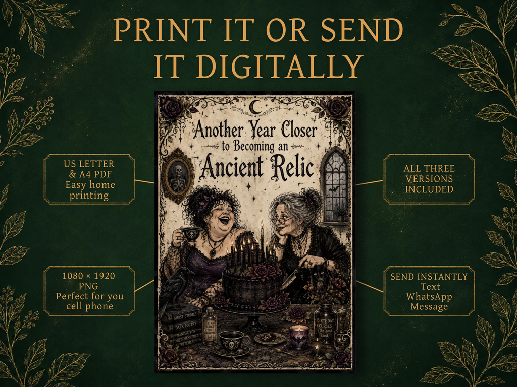 Gothic Birthday Card for Friend | Funny Printable & Digital Greeting Card