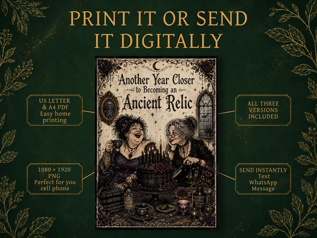 Gothic Birthday Card for Friend | Funny Printable & Digital Greeting Card
