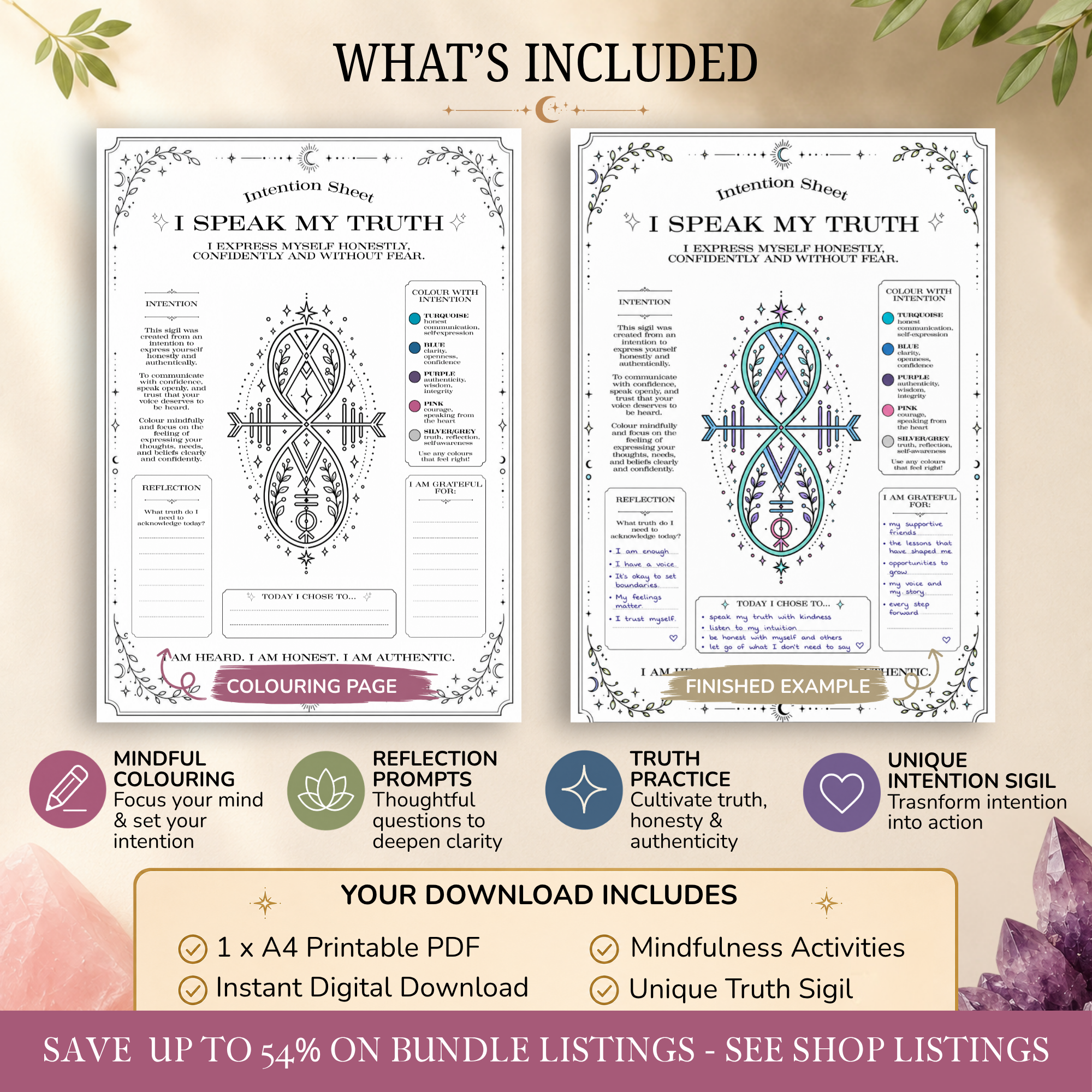 I Speak My Truth Intention Sheet | Printable Reflection & Manifestation Worksheet