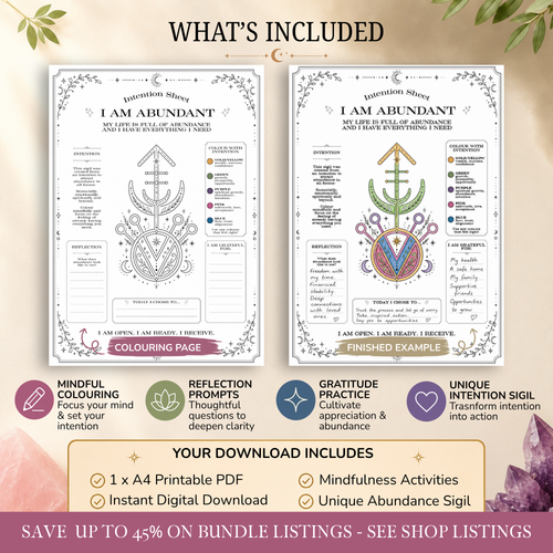 I Am Abundant Intention Sheet | Printable Reflection & Manifestation Worksheet