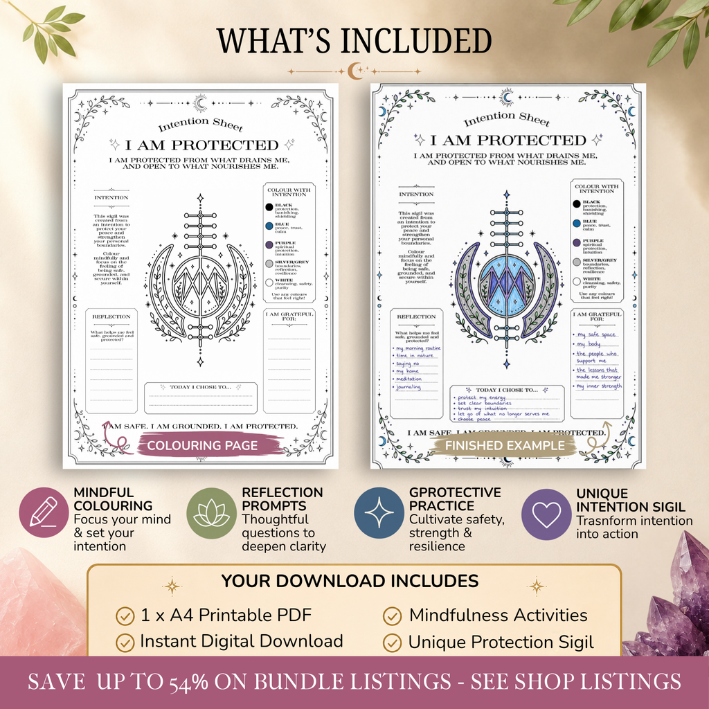I Am Protected Intention Sheet | Printable Reflection & Manifestation Worksheet