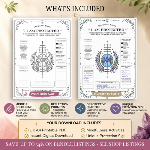 I Am Protected Intention Sheet | Printable Reflection & Manifestation Worksheet