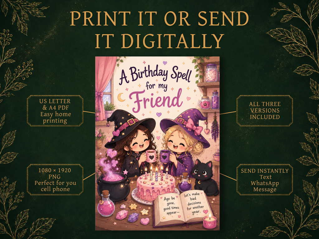 Digital productWitchy Birthday Card for Friend | Printable & Digital Greeting Card