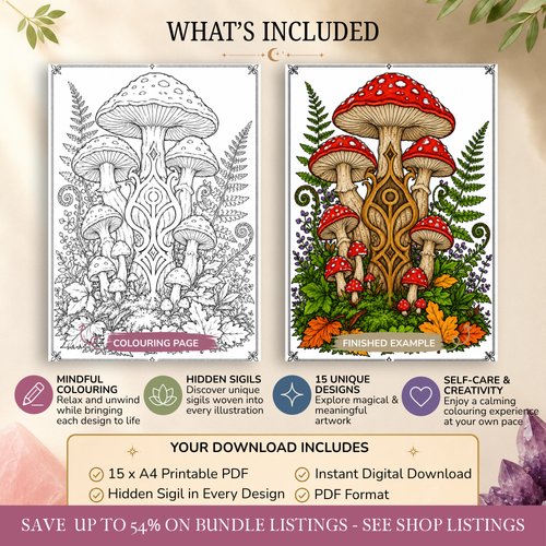 Hidden Sigil Colouring Pages | 15 Printable Mindfulness & Self-Care Worksheets