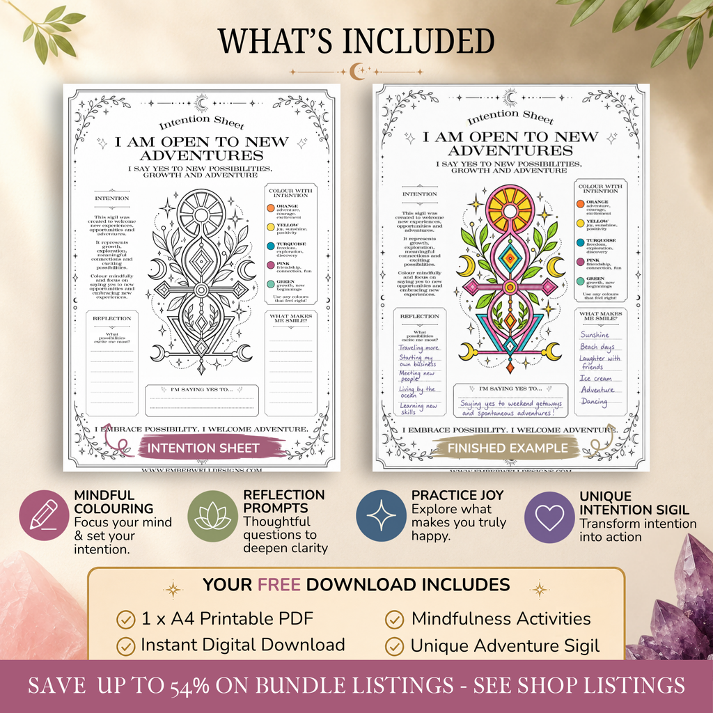June Freebie: I Am Open to Adventures Intention Sheet