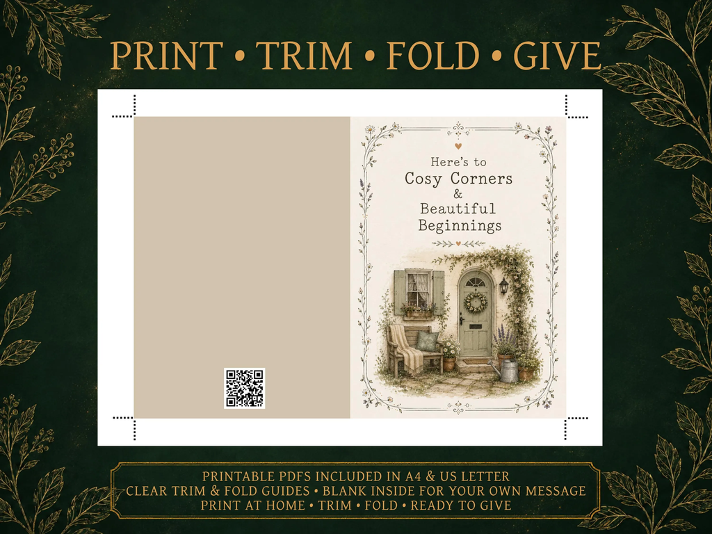 Cozy New Home Card | Cottagecore Printable & Digital Greeting Card