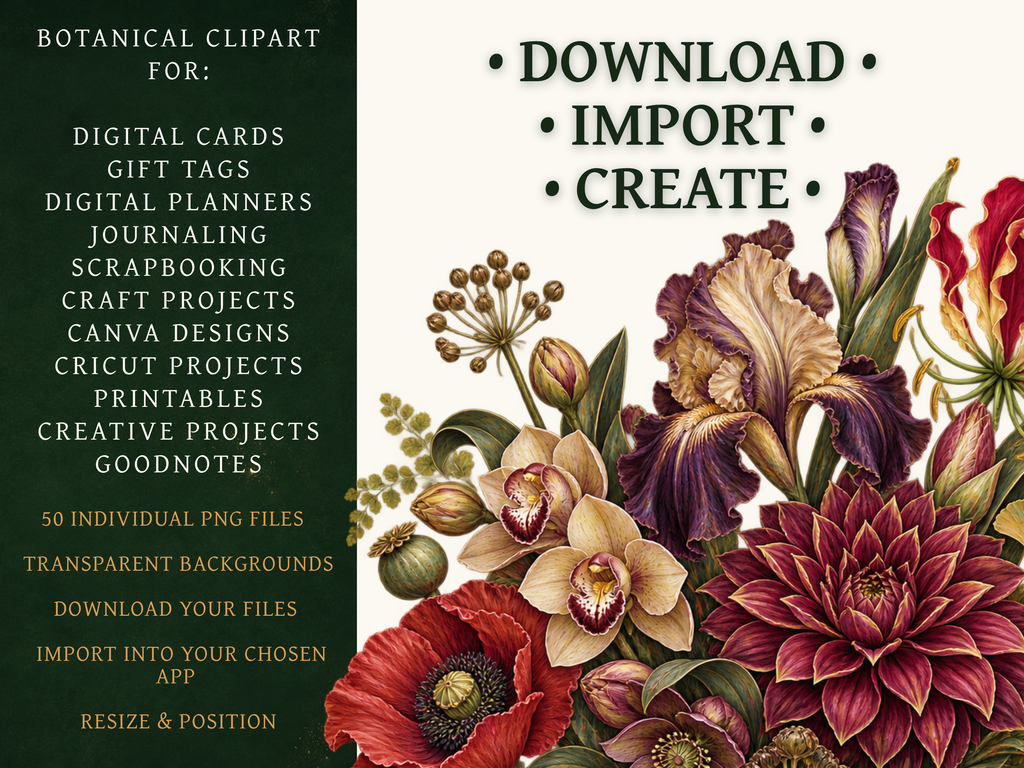 50 Art Deco Flower Clipart PNGs | Digital Planner Stickers
