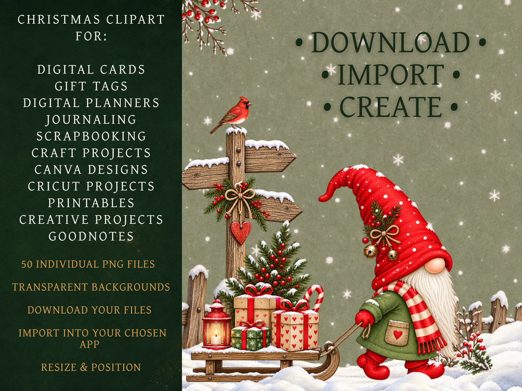 50 Christmas Gonk Clipart PNGs | Digital Planner Stickers