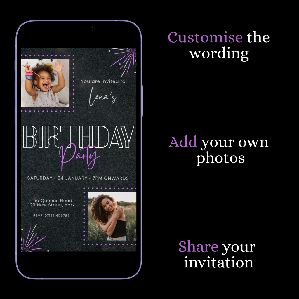 Midnight Spark – Digital Party Invitation Template