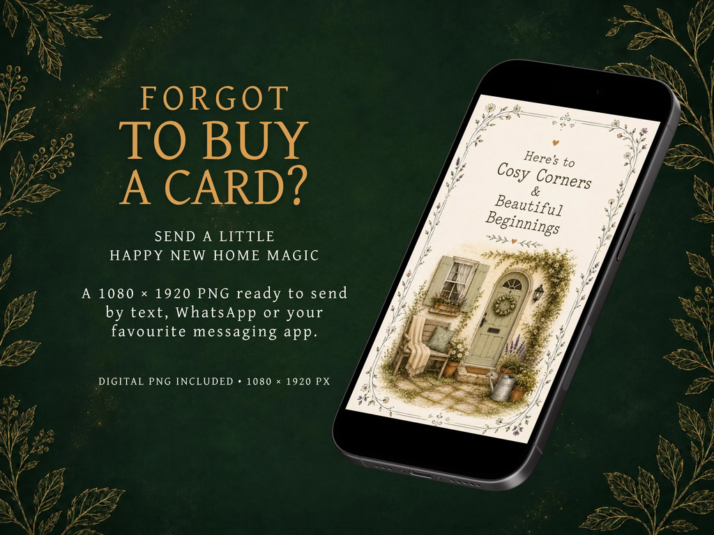Cozy New Home Card | Cottagecore Printable & Digital Greeting Card