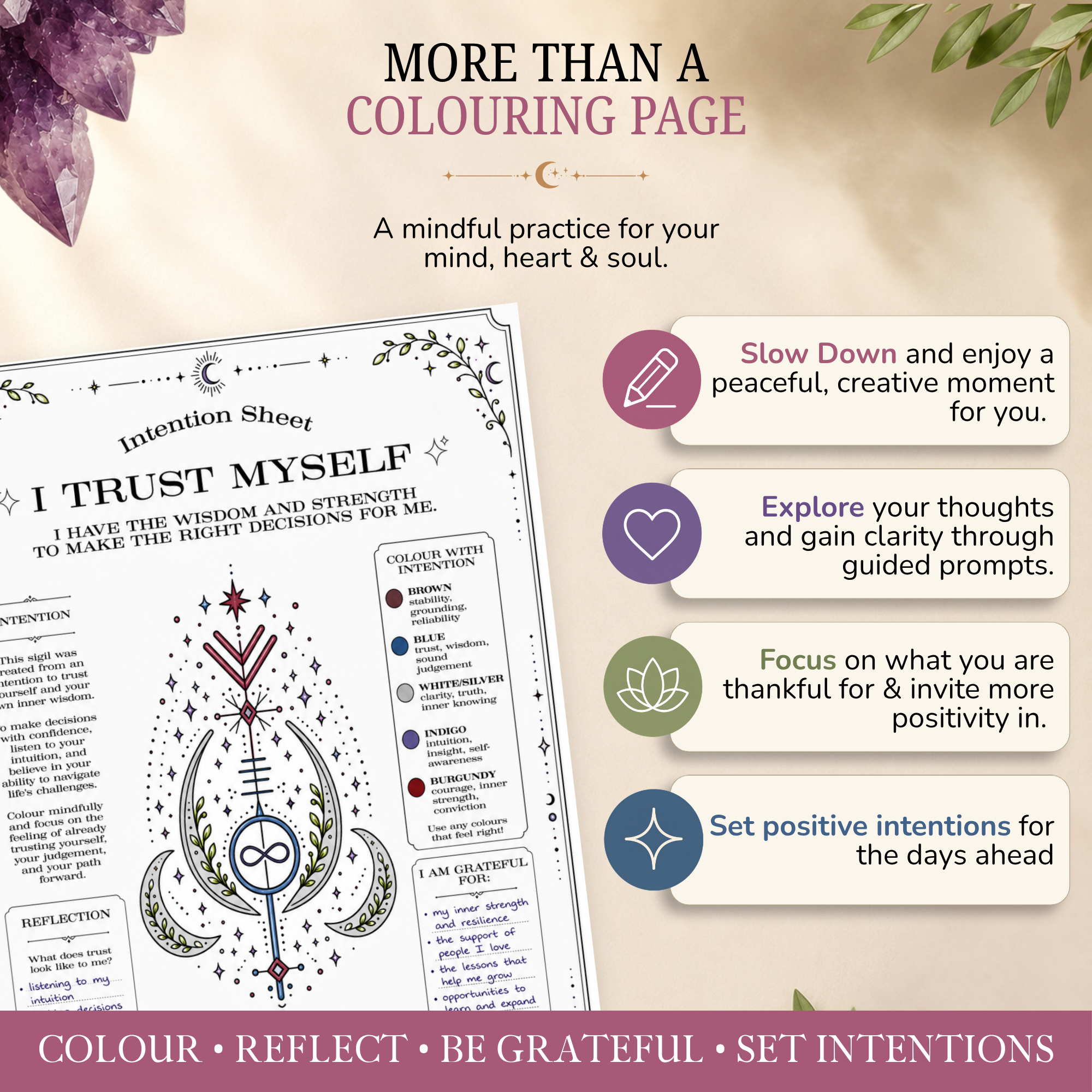 I Trust Myself Intention Sheet | Printable Reflection & Manifestation Worksheet