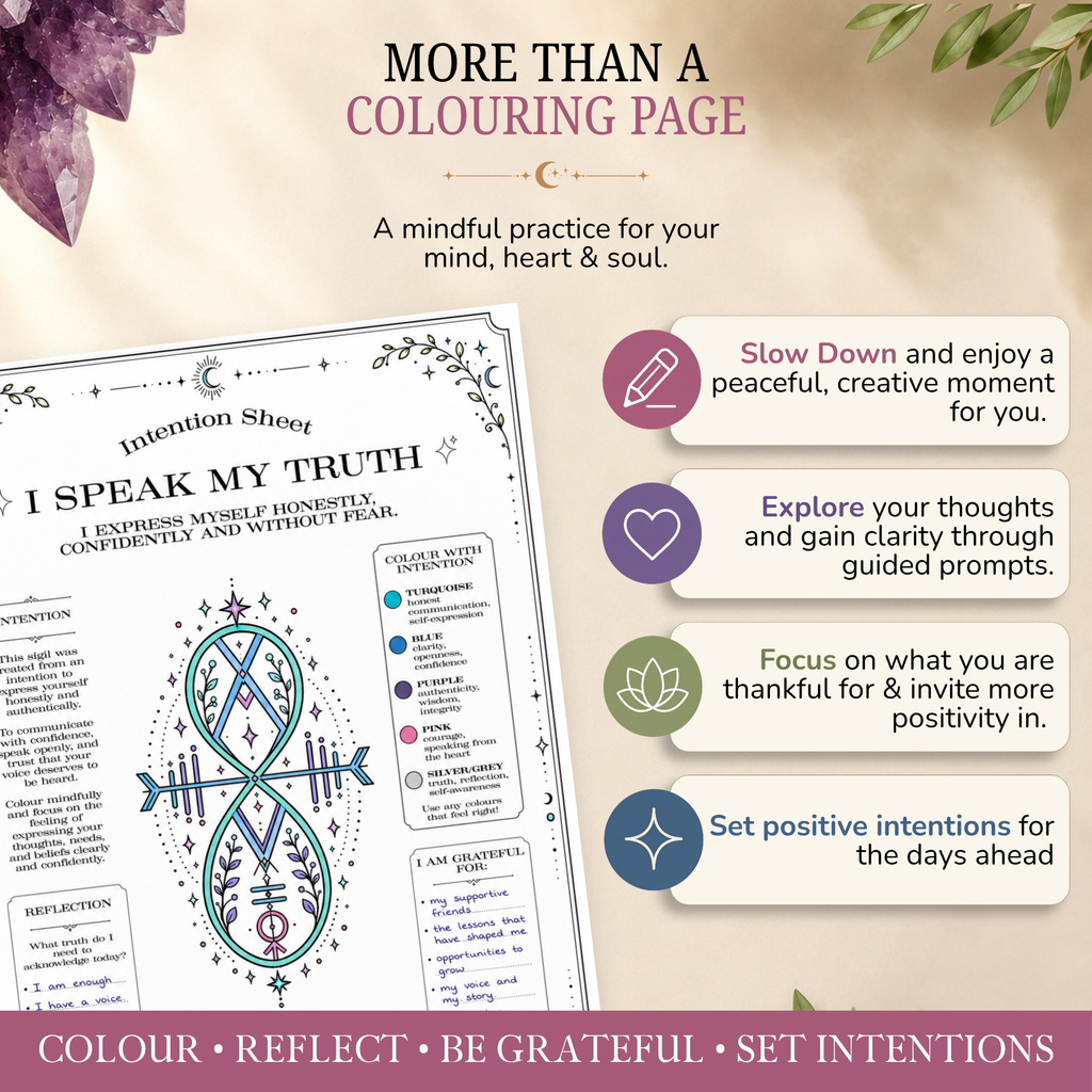 I Speak My Truth Intention Sheet | Printable Reflection & Manifestation Worksheet