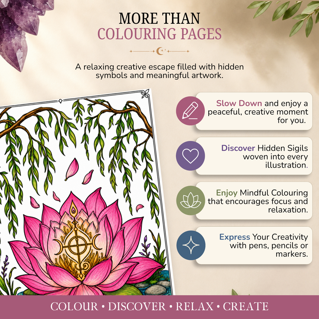 Hidden Sigil Colouring Pages | 15 Printable Mindfulness & Self-Care Worksheets