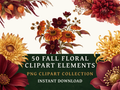 50 Fall Flower Clipart PNGs | Digital Planner Stickers