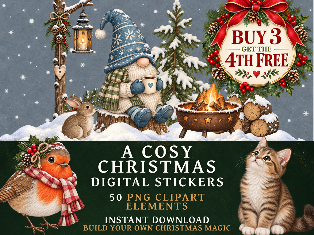 50 Christmas Gonk Clipart PNGs | Digital Planner Stickers
