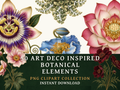 50 Art Deco Flower Clipart PNGs | Digital Planner Stickers