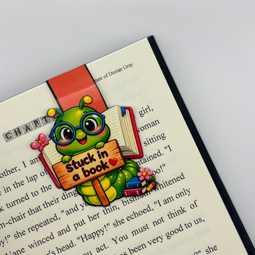 Stuck in a Book Caterpillar Magnetic Bookmark