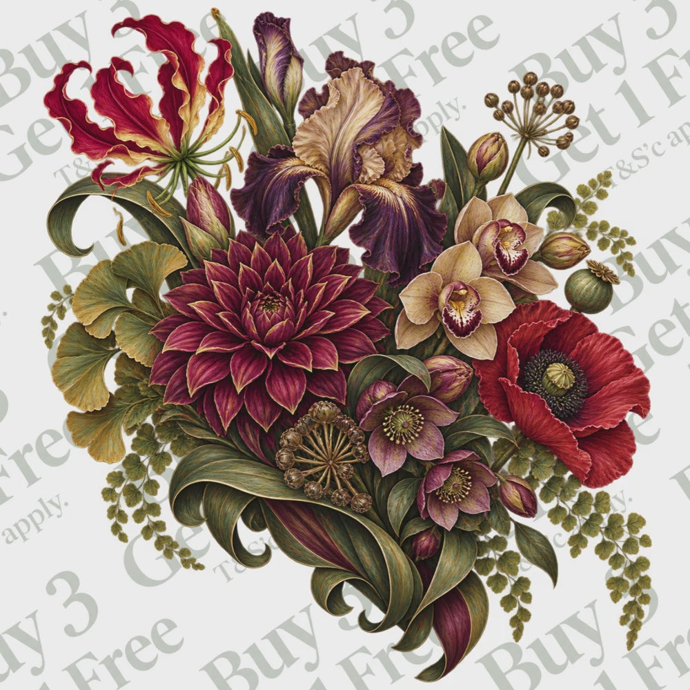 50 Art Deco Flower Clipart PNGs | Digital Planner Stickers