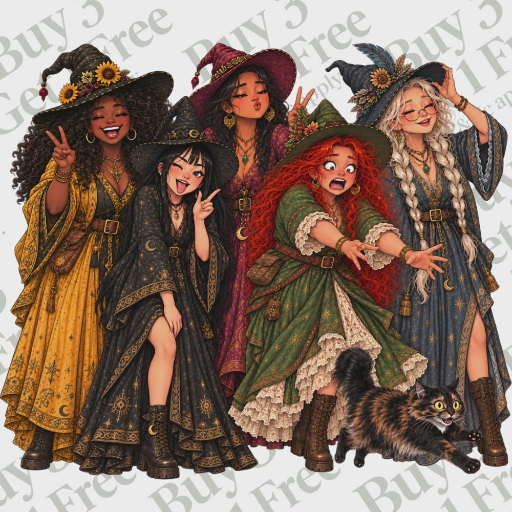 50 Funny Witch Clipart PNGs | Digital Planner Stickers