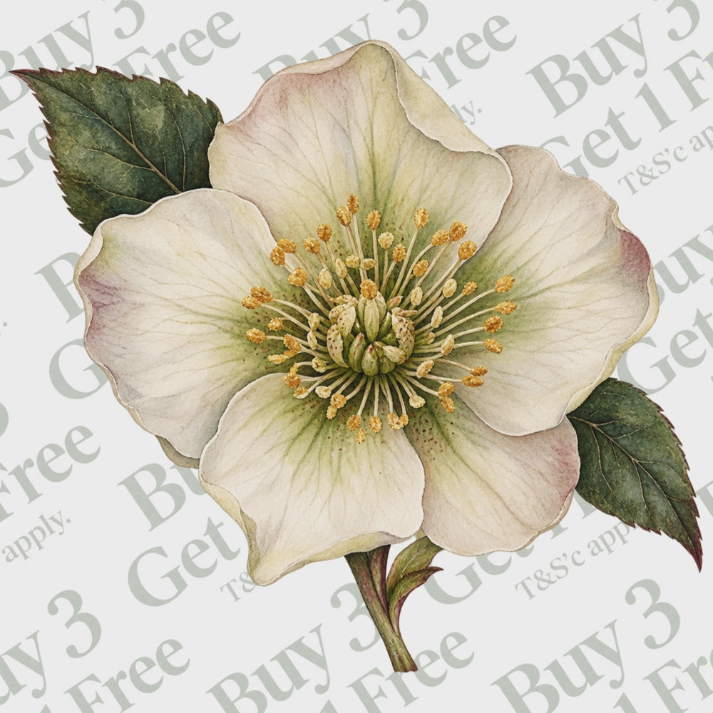 50 Vintage Winter Flower Clipart PNGs | Digital Planner Stickers